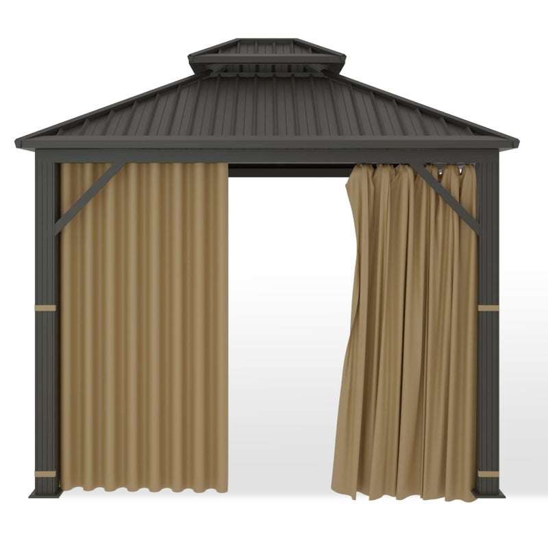 Hugline Gazebo Universal Replacement Privacy Curtain - Hugline 10' x 10' Gazebo Side Wall Outdoor Privacy Panel with Zipper (Khaki) - Image 3